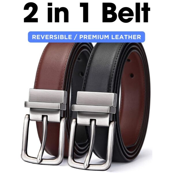 Men's 2-in-1 Reversible Premium Leather Belt – Genuine Split Grain in Brown and Black