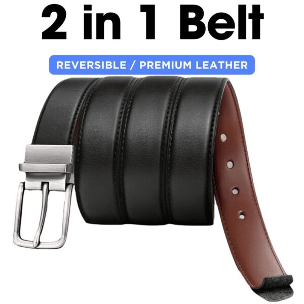 Men's 2-in-1 Reversible Premium Leather Belt – Genuine Split Grain in Brown and Black - Image 4