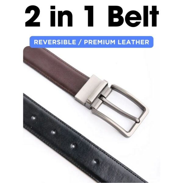 Men's 2-in-1 Reversible Premium Leather Belt – Genuine Split Grain in Brown and Black - Image 3