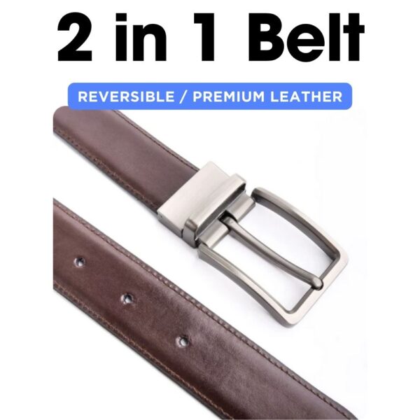 Men's 2-in-1 Reversible Premium Leather Belt – Genuine Split Grain in Brown and Black - Image 2