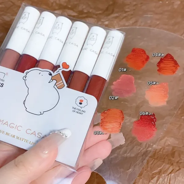 6pcs Matte Velvet Lipstick Set - Long-Lasting Smudge-Proof Liquid Lipsticks, Rich Pigment for All Skin Types